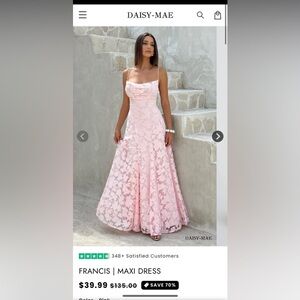 Elegant Pink Lace Evening Gown